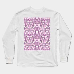 BUTTERFLY DAMASK GEOMETRIC BOTANICAL FLORAL PATTERN PASTEL PURPLE LILAC Long Sleeve T-Shirt